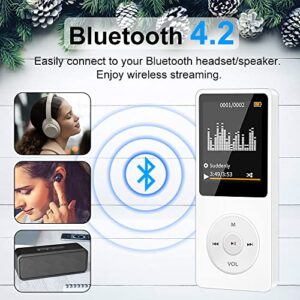 MP3 Player with Bluetooth, Skybess 32GB Portable Digital Lossless MP3 Music Player with Speaker/FM Radio/Voice Recorder/E-Book/Alarm Clock for Student Adult, Support up to 128GB (Headphone Included)