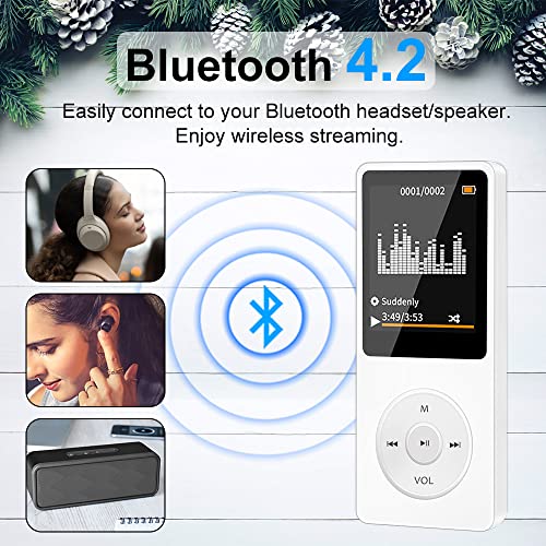 MP3 Player with Bluetooth, Skybess 32GB Portable Digital Lossless MP3 Music Player with Speaker/FM Radio/Voice Recorder/E-Book/Alarm Clock for Student Adult, Support up to 128GB (Headphone Included)