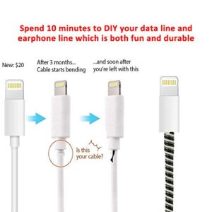 ZOSTLAND DIY Protectors ET Blue Baby Apple Data Cable USB 5W 18W Charger Data Line Earphone Wire Saver Protector Compatible with iPhone 5S SE 6 6S 7 8 Plus X 11 12 13 14 MAX iPad iWatch (Basic Stitch)