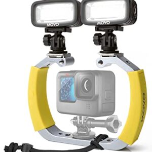 Movo DiveRig3 Diving Rig Bundle with 2 Waterproof LED Lights - Compatible with GoPro HERO3, HERO4, HERO5, HERO6, HERO7, HERO8, and DJI Osmo Action Cam - Scuba Accessories for Underwater Camera