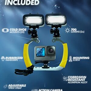 Movo DiveRig3 Diving Rig Bundle with 2 Waterproof LED Lights - Compatible with GoPro HERO3, HERO4, HERO5, HERO6, HERO7, HERO8, and DJI Osmo Action Cam - Scuba Accessories for Underwater Camera