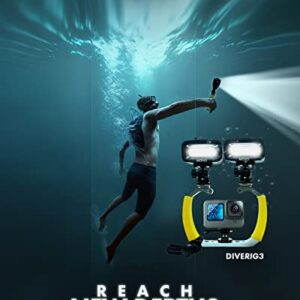 Movo DiveRig3 Diving Rig Bundle with 2 Waterproof LED Lights - Compatible with GoPro HERO3, HERO4, HERO5, HERO6, HERO7, HERO8, and DJI Osmo Action Cam - Scuba Accessories for Underwater Camera