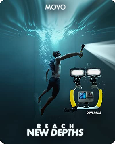 Movo DiveRig3 Diving Rig Bundle with 2 Waterproof LED Lights - Compatible with GoPro HERO3, HERO4, HERO5, HERO6, HERO7, HERO8, and DJI Osmo Action Cam - Scuba Accessories for Underwater Camera