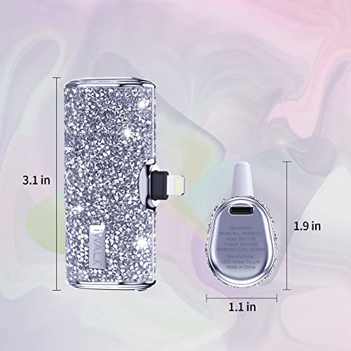 iWALK Small Portable Charger Power Bank 4500mAh Ultra-Compact Cute Shiny Battery Pack Compatible with iPhone 14/14 Plus/14 Pro Max/13/13 Mini/13 Pro Max/12/12 Mini/12 Pro/11/XR/XS/X/8/7/6, Silver