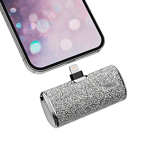 iWALK Small Portable Charger Power Bank 4500mAh Ultra-Compact Cute Shiny Battery Pack Compatible with iPhone 14/14 Plus/14 Pro Max/13/13 Mini/13 Pro Max/12/12 Mini/12 Pro/11/XR/XS/X/8/7/6, Silver