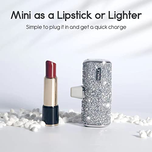 iWALK Small Portable Charger Power Bank 4500mAh Ultra-Compact Cute Shiny Battery Pack Compatible with iPhone 14/14 Plus/14 Pro Max/13/13 Mini/13 Pro Max/12/12 Mini/12 Pro/11/XR/XS/X/8/7/6, Silver