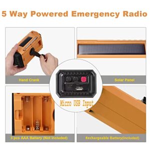 5000 Weather Radio,Solar Hand Crank 5-Way Power Emergency Radio,AM/FM/Shortwave/NOAA Alert Survival Portable Radio,Power Bank USB Charger,Camping Flashlight,Reading Lamp,Headphone Jack,SOS,Compass