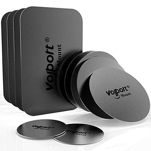 volport Metal Plate for Phone Magnet, 10 Pack MagicPlate with 3M Adhesive Replacement for Magnetic Phone Car Mount Holder & Cradle & Stand (Vent/CD/Windshield/Dashboard) - Rectangle and Round