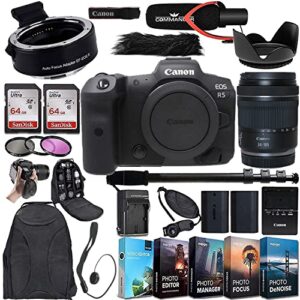 canon eos r5 mirrorless digital camera with rf 24-105mm stm lens and mount adapter ef-eos r bundle + deluxe accessories kit