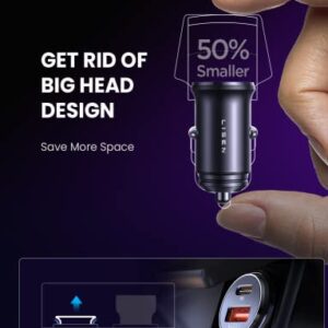 48W USB C Car Charger All Metal Fast USB Car Charger Adapter with 60W 3.3ft Nylon Braided Type C Cable LISEN Compact Cigarette Lighter USB Charger PD&QC3.0 Dual Port for Samsung S22/Pixel/Android/iPad