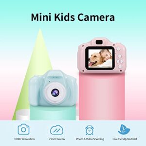 PENCHEN X2 Mini Kids Camera 2 inch HD Color Display Rechargable Mini Camera Video Camera Lovely Camera with 32GB Memory Card Green