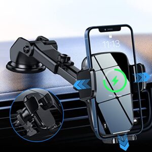 wireless car charger mount, sonru 15w fast charging auto-clamping car phone holder, windshield dashboard air vent car charging holder for iphone samsung google lg etc