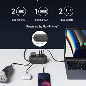 Anker GaNPrime 65W Charging Station, 615 USB C Power Strip for Travel and Work, 5-in-1 Power Strip with 2AC,2 USB C, 1 USB A, 3ft, Power Delivery for iPhone, Galaxy S22, iPad, MacBook,and More(Black)