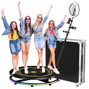 360 photo booth machine for parties 39.4″(100cm) with flight case custom logo 3-5 people to stand software app control, futobooz 360 video camera booth selfie platform spin 360 automatic slow motion