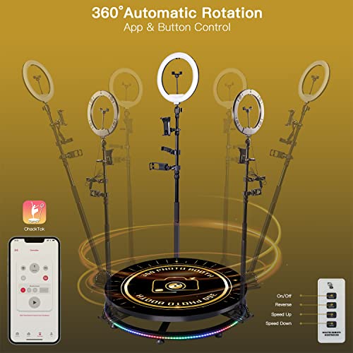 360 Photo Booth Machine for Parties 39.4"(100cm) with Flight Case Custom Logo 3-5 People to Stand Software APP Control, FUTOBOOZ 360 Video Camera Booth Selfie Platform Spin 360 Automatic Slow Motion