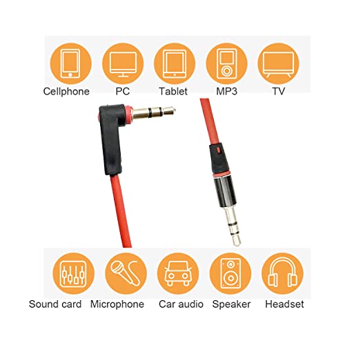 Seadream 2Pack 8inch 3Port 3.5mm Right Angle Male to Male Aux Audio Cable Replacement for Headphones, iPods, iPhones, iPads, Home/Car Stereos and More