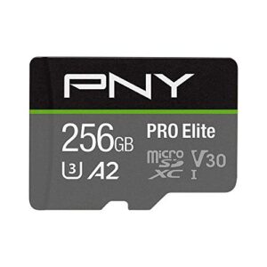 pny 256gb pro elite class 10 u3 v30 microsdxc flash memory card – 100mb/s, class 10, u3, v30, a2, 4k uhd, full hd, uhs-i, micro sd