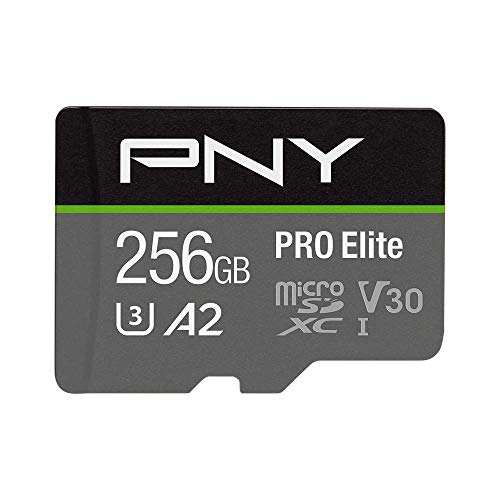 PNY 256GB PRO Elite Class 10 U3 V30 microSDXC Flash Memory Card - 100MB/s, Class 10, U3, V30, A2, 4K UHD, Full HD, UHS-I, micro SD