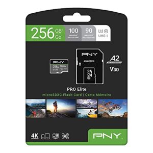 PNY 256GB PRO Elite Class 10 U3 V30 microSDXC Flash Memory Card - 100MB/s, Class 10, U3, V30, A2, 4K UHD, Full HD, UHS-I, micro SD