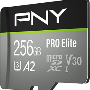 PNY 256GB PRO Elite Class 10 U3 V30 microSDXC Flash Memory Card - 100MB/s, Class 10, U3, V30, A2, 4K UHD, Full HD, UHS-I, micro SD