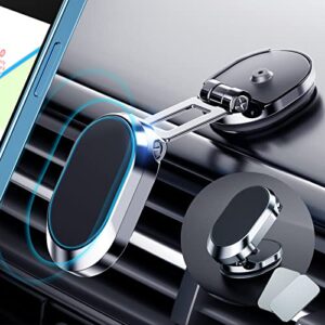 magnetic phone holder for car【upgrade foldable】magnetic phone mount multi-functional 360°rotation phone magnet for car dashboard phone holder magnetic car mount for iphone, samsung, lg all smartphones