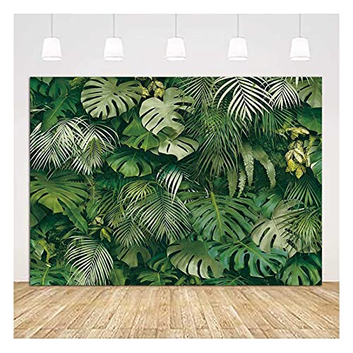 Green Tropical Palm Leaves Picture Photography Backdrop Vinyl 7x5ft Jungle Safari Plants Photo Background for Hawaiian Luau Party Decor Banner Birthday Baby Shower Supplies