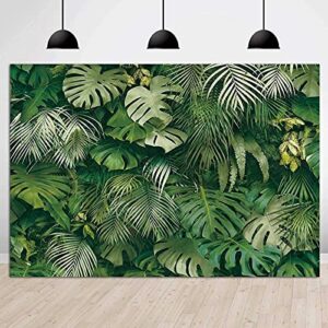 Green Tropical Palm Leaves Picture Photography Backdrop Vinyl 7x5ft Jungle Safari Plants Photo Background for Hawaiian Luau Party Decor Banner Birthday Baby Shower Supplies