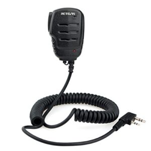 retevis h-777 walkie talkies mic 2 pin shoulder speaker mic compatible with retevis rt22 rt21 rt68 rt27 rb26 rt85 rt22s rt86 rt19 rt17 baofeng uv-5r bf-f8hp 2 way radios,with 3.5mm audio jack(1 pack)