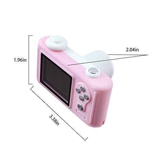 Kids Camera with White Rabbit Protective Case, 2 Inch HD Screen Camera for Kids, Children’s Selfie Camera, Multifunction Camera Including 16G Memory Card(Pink)