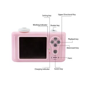 Kids Camera with White Rabbit Protective Case, 2 Inch HD Screen Camera for Kids, Children’s Selfie Camera, Multifunction Camera Including 16G Memory Card(Pink)
