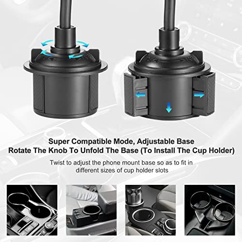 YUHENG Upgrade Cup Phone Holder for Car, Car Cup Holder Phone Mount with 360° Rotation Adjustable Gooseneck, Car Phone Holder Mount for All Smartphones Cup Holder iPhone Cell Phone Automobile Cradles