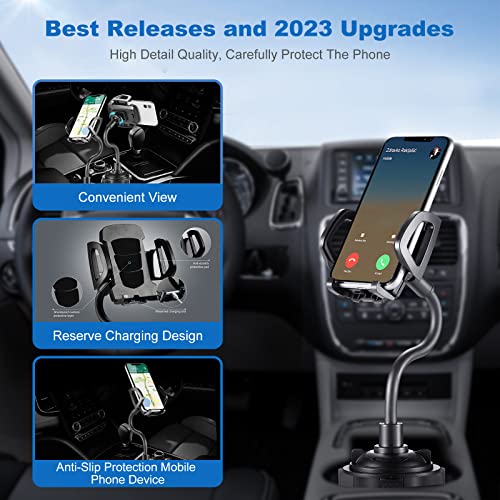 YUHENG Upgrade Cup Phone Holder for Car, Car Cup Holder Phone Mount with 360° Rotation Adjustable Gooseneck, Car Phone Holder Mount for All Smartphones Cup Holder iPhone Cell Phone Automobile Cradles