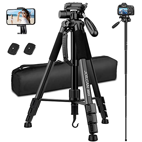 Camera Tripods & Monopods, Tripod for Camera Phone, 5 in 1 Aluminum Heavy Duty Camera Stand, Phone Tripod, Monopods, Selfie Stick, Trekking Poles, Compatible with Canon Nikon DSLR iPhone Camcorder