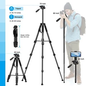 Camera Tripods & Monopods, Tripod for Camera Phone, 5 in 1 Aluminum Heavy Duty Camera Stand, Phone Tripod, Monopods, Selfie Stick, Trekking Poles, Compatible with Canon Nikon DSLR iPhone Camcorder