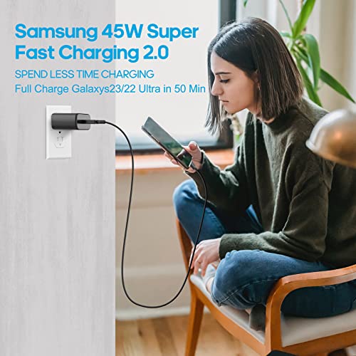 Samsung Super Fast Charger, 45W USB-C Super Fast Charging Wall Charger - PD GaN Power PPS Charger for Samsung Galaxy S23 S22 Ultra Plus S20 Note10 Tab S8 Ultra Plus S7 Fe S21 A53 A52 Z Fold Flip 3 5G