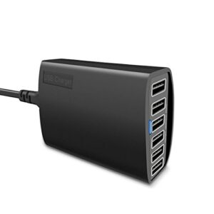 usb charger, civie high speed 60w multiport usb charger 6-port usb desktop charger station hub with powersmart technology for smartphone, iphone, samsung, huawei, ipad, table and more
