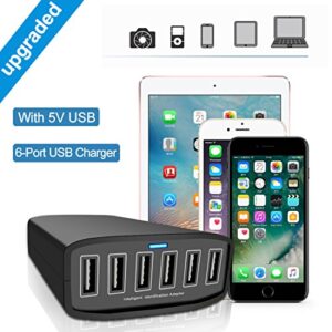 USB Charger, CIVIE High Speed 60W Multiport USB Charger 6-Port USB Desktop Charger Station Hub with PowerSmart Technology for Smartphone, iPhone, Samsung, Huawei, Ipad, Table and More