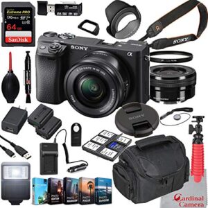 sony alpha a6400 mirrorless camera with 16-50mm lens bundle + extreme speed 64gb memory + (28 items)