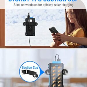 MetFut Solar Power Bank 38800mAh, Solar Charger with Suction Cup Mount Three Modes Flashlight-Steady/SOS/Strobe IPX7 Waterproof/Dustproof/Shockproof External Battery Pack 3 USB Charging Ports(Blue)