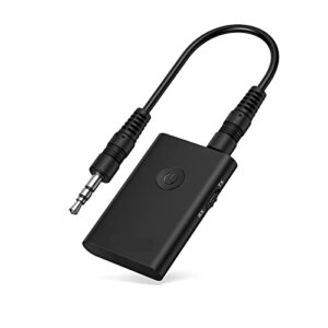 v5.0 bluetooth transmitter receiver for tv pc, 2-in-1 aux audio adapter, wireless 3.5mm bluetooth adapter for headphones/car/home stereo/switch/speakers, simultaneously pair 2 devices