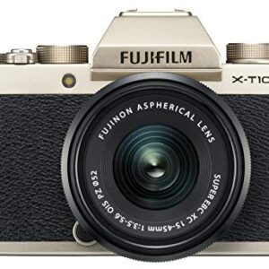 Fujifilm X-T100 Mirrorless Digital Camera w/XC15-45mmF3.5-5.6 OIS PZ Lens - Champagne Gold (Certified Refurbished)