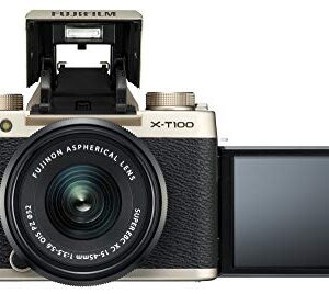 Fujifilm X-T100 Mirrorless Digital Camera w/XC15-45mmF3.5-5.6 OIS PZ Lens - Champagne Gold (Certified Refurbished)