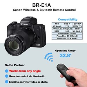 AODELAN Wireless Shutter Release for Canon EOS M50,M50 Mark II,M6 Mark II,6D Mark II,T7i,77D,SL2,SL3(EOS 250D),90D,200D,EOS R,800D,Replace Canon BR-E1 Remote Control