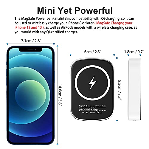 8AMTECH Power Bank, 10000mAh Mag-Safe Portable Charger 15W Fast Charging External Battery Pack Back up Power Design for iPhone14,13, 12, Pro, Pro Max, Mini