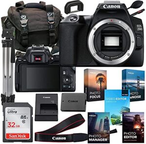 33rd street camera canon eos 250d (rebel sl3) dslr body only camera bundle + accessory kit including photo & video editing software package (renewed)