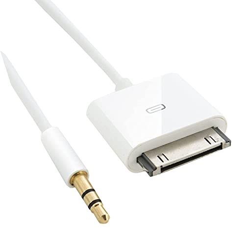 LIONX 30-Pin for Touch/iPhone IP ad Dock to 3.5mm Mini Jack Auxiliary Connector Cable 20cm White