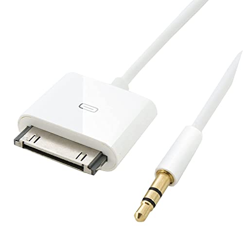 LIONX 30-Pin for Touch/iPhone IP ad Dock to 3.5mm Mini Jack Auxiliary Connector Cable 20cm White