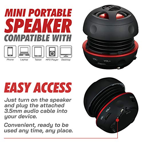 AYL Mini Speaker System, Portable Plug in Speaker with 3.5mm Aux Audio Input, External Speaker for Laptop Computer, MP3 Player, iPhone, iPad, Cell Phone (Black)