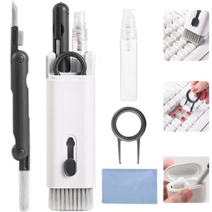 7 in 1 electronic cleaner kit, cleaning kit for monitor keyboard airpods macbook ipad iphone ipod, screen dust brush including soft sweep, swipe, airpod cleaner pen, key puller and spray bottle (grey)