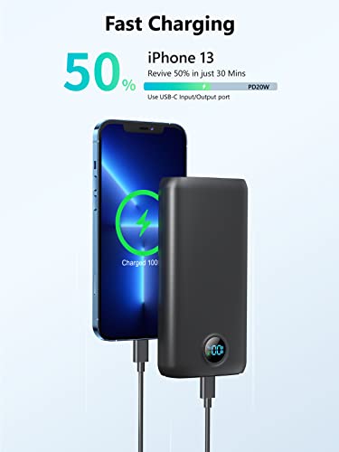 DIAMUAR Portable Charger 30,000mAh-Output Input USB C Fast Charging LED Display SCP22.5W PD3.0 QC4.0 Power Bank, Flashlight External Battery Pack for iPhone, Samsung Galaxy, LG, and More Black